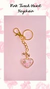 Pink Tweed Heart Keychain