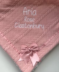 Rose Pink Personalised baby blanket with bow