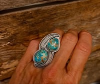 Image 1 of Pilot Mountain Turquoise Leaf Statement Ring Sterling Silver