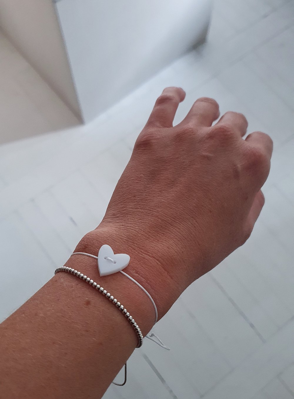broška + zapestnica SRCE // bela - POSEBNA CENA / brooch + bracelet HEART // white - SPECIAL PRICE