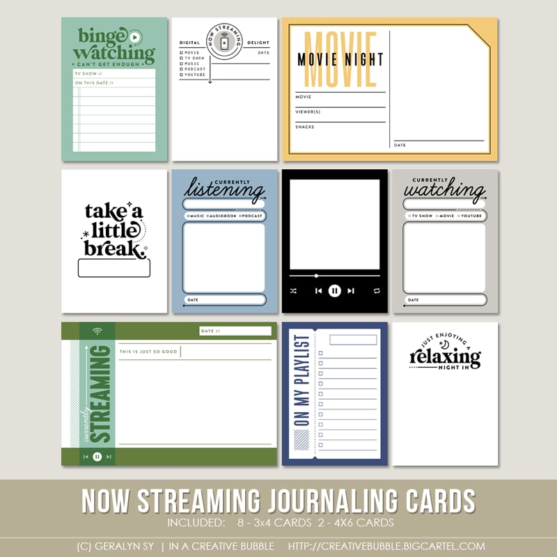 Image of Now Streaming Journaling Cards (Digital)
