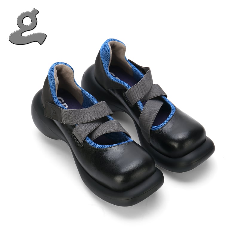 Image of Elastic tape black platform shoes "stranger"