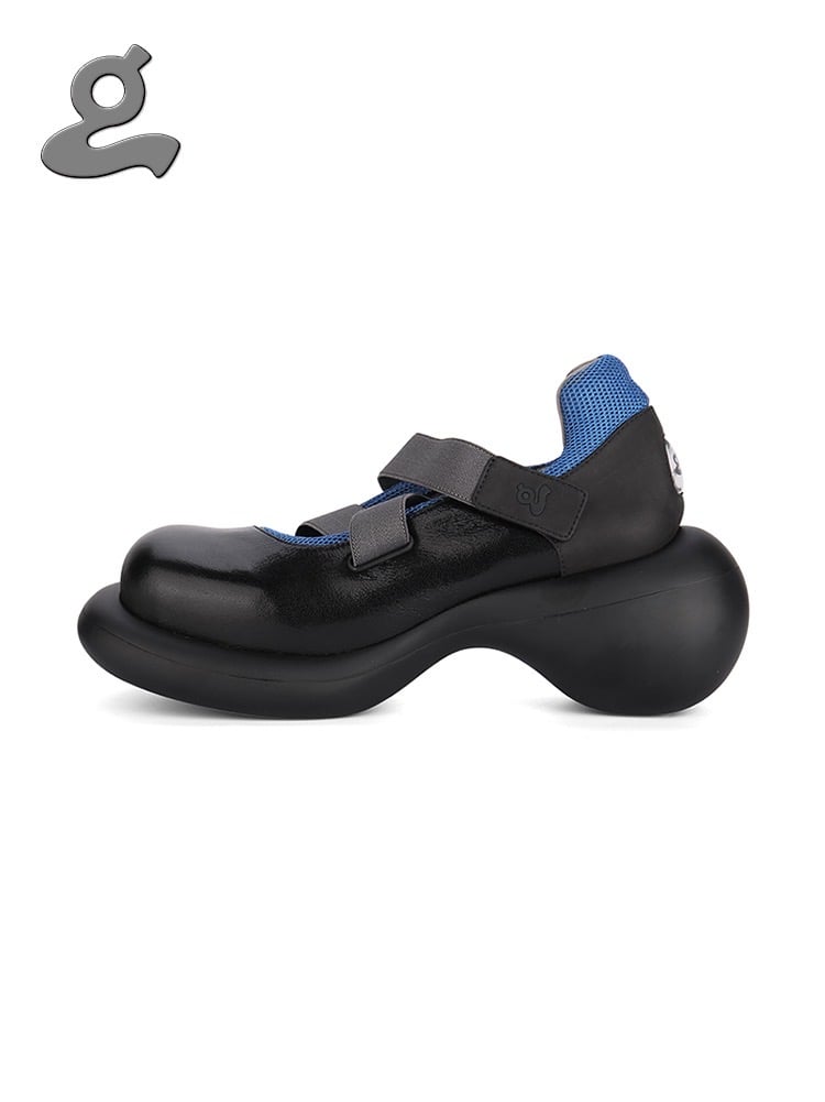 Image of Elastic tape black platform shoes "stranger"
