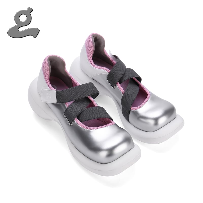 Image of Elastic tape slivery platform shoes"stranger"