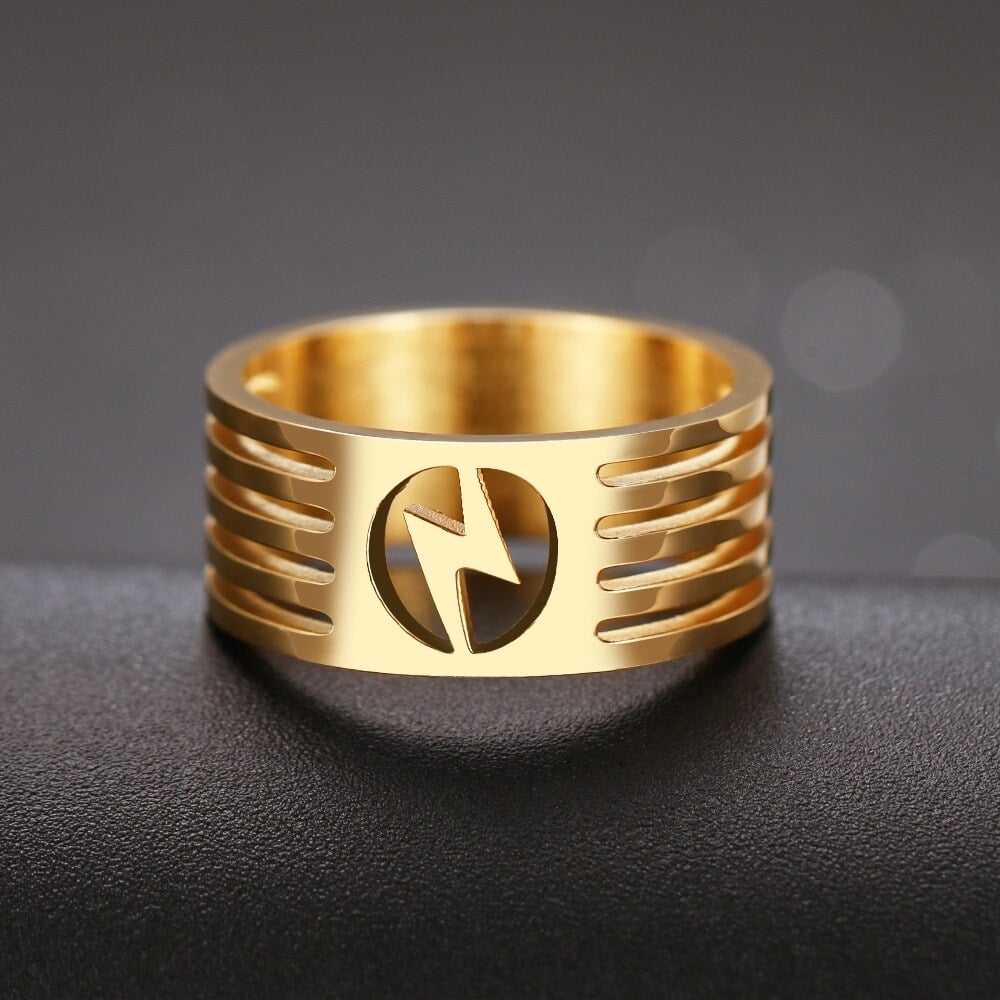 Lightning Bolt Ring in Stainless Steel (Hollowed-out Gold/Silver)