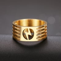 Image 2 of Lightning Bolt Ring in Stainless Steel (Hollowed-out Gold/Silver)