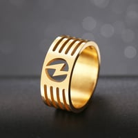 Image 3 of Lightning Bolt Ring in Stainless Steel (Hollowed-out Gold/Silver)