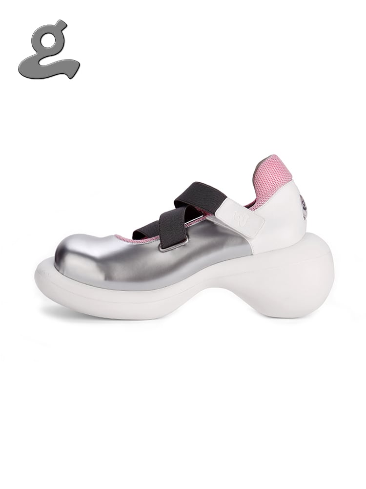 Image of Elastic tape slivery platform shoes"stranger"