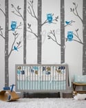 Wild Birch Woods Forest with Owls - 101in tall 5 trees - dd1045 LARGE Vinyl Wall Decal Sti