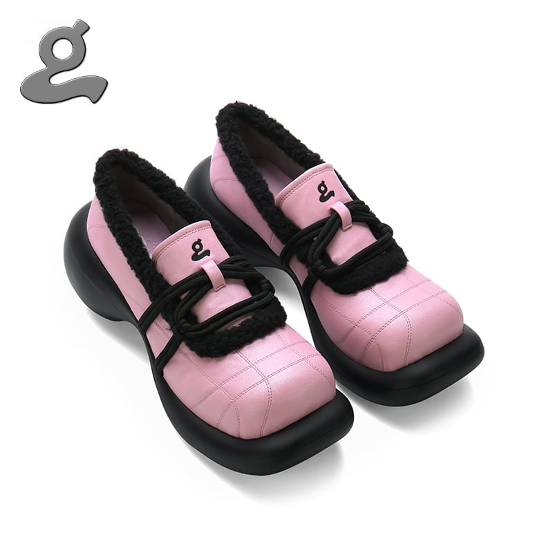 Pink-black platform shoes