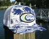 PVC patch snapback hat in Island Print Blue