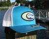 PVC patch snapback hat in Cyan and White