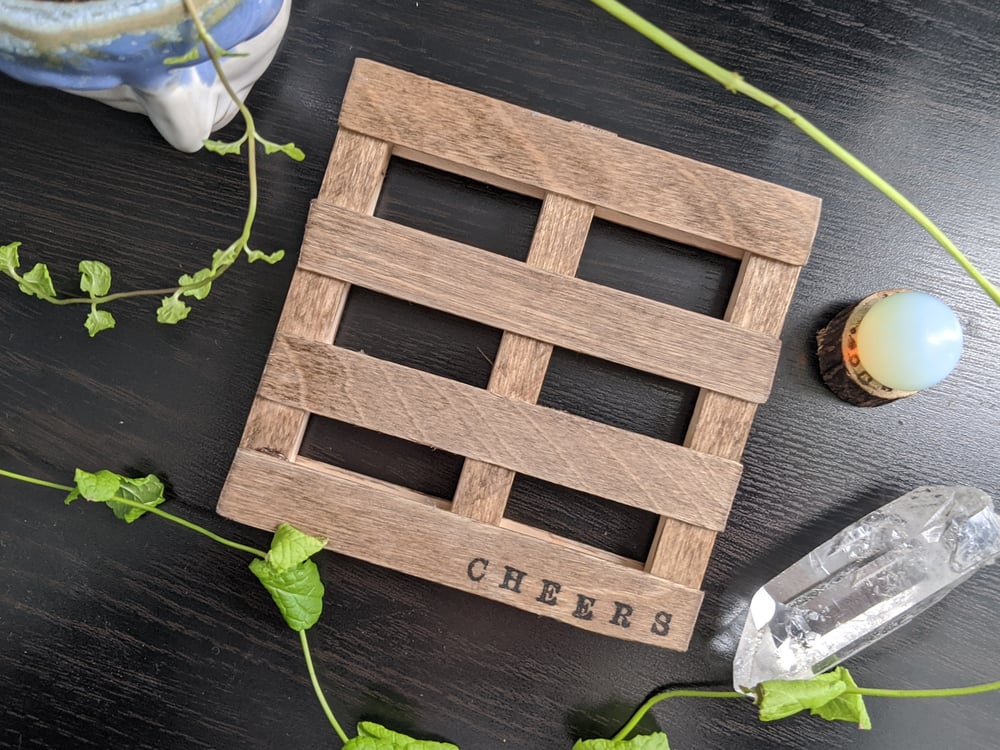 Image of Wooden Pallet Coasters (Customizable)