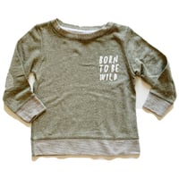 Image 2 of BORN TO BE WILD MELANGE PULLOVER (OLIVE GREEN)