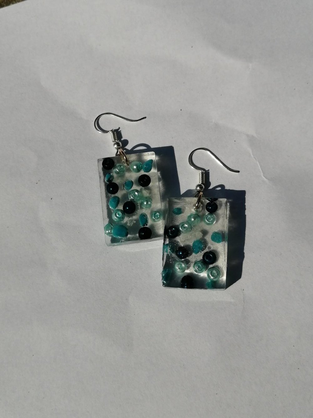 Image of Crystal Blue Rectangle Earrings