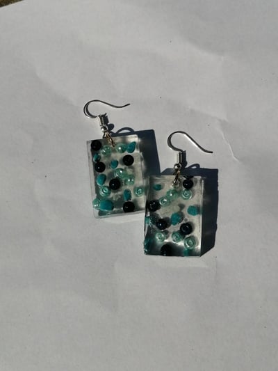 Image of Crystal Blue Rectangle Earrings