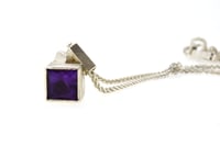 Image 1 of Amethyst pendant of geometric form, intersecting to form one complex shape 