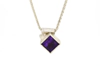 Image 2 of Amethyst pendant of geometric form, intersecting to form one complex shape 