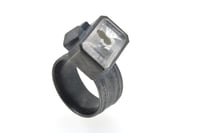Image 1 of Cube cluster oxidised silver ring set with Pyrite in Quartz. Chris Boland