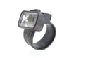 Cube cluster oxidised silver ring set with Pyrite in Quartz. Chris Boland