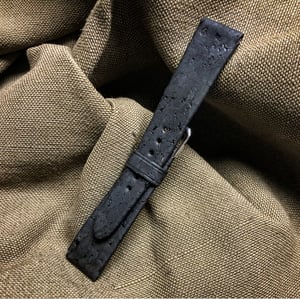 Image of Black “Meteorite” Cork & Chèvre Hand-Rolled Rembordé watch strap