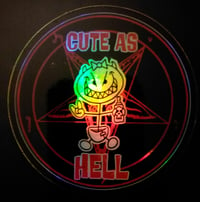Image 1 of Peanut Cute As Hell Circle Holographic Sticker