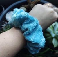 Image 3 of Blue Fuzzy Scrunchie