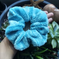 Image 1 of Blue Fuzzy Scrunchie