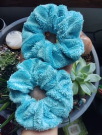 Image 2 of Blue Fuzzy Scrunchie