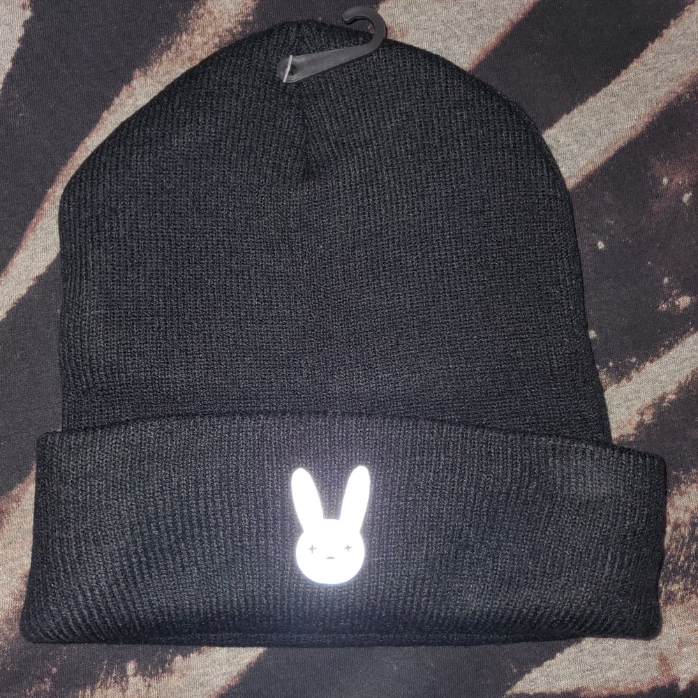 Image of Bad Bunny Reflective Beanie Minimalistic Logo