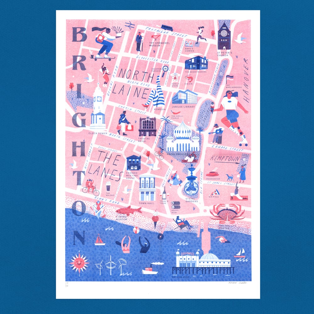 Image of Brighton Map riso print 
