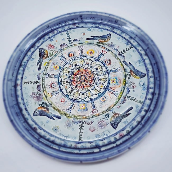 Handpainted Porcelain Titmouse Plate