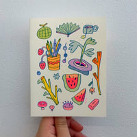 Image 3 of Watermelon and Seashell Greeting Cards 