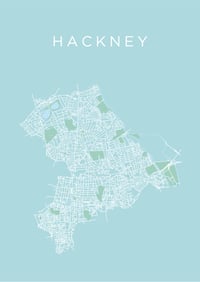 Image 2 of 'You Are Here' - Personalised map of Hackney Borough in light teal