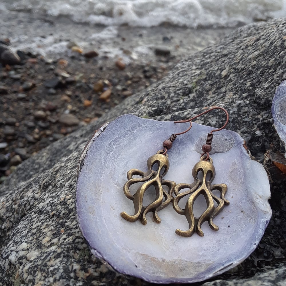 Image of Bronzed Octopus Earrings