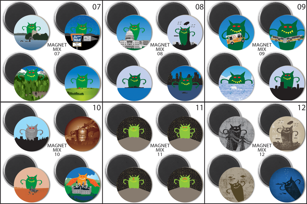 MONSTERS VS THE WORLD MAGNET SETS
