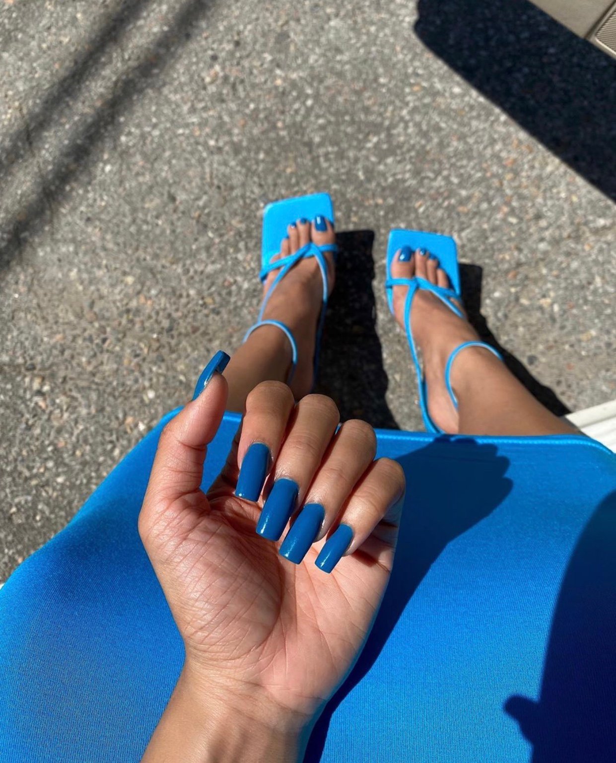Image of BRIGHT BLUE MIDI DRESS WITH CUTOUT BACK (MEDIUM)