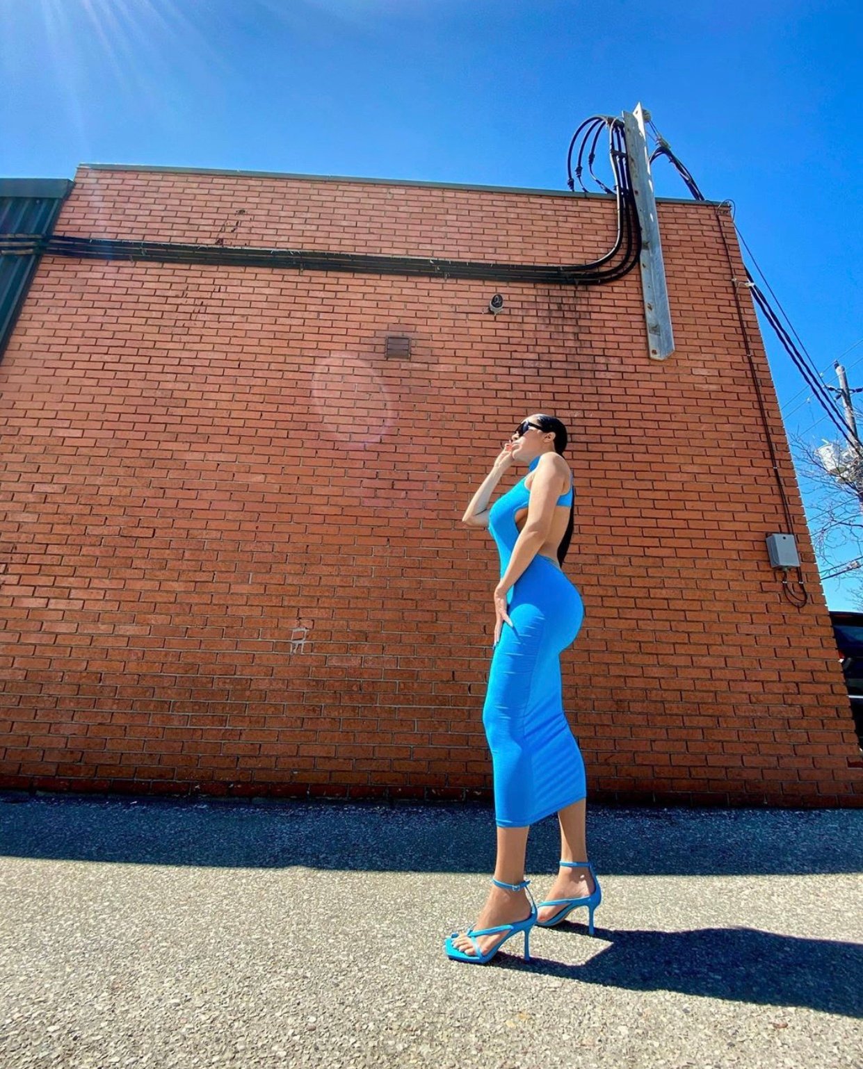 Image of BRIGHT BLUE MIDI DRESS WITH CUTOUT BACK (MEDIUM)