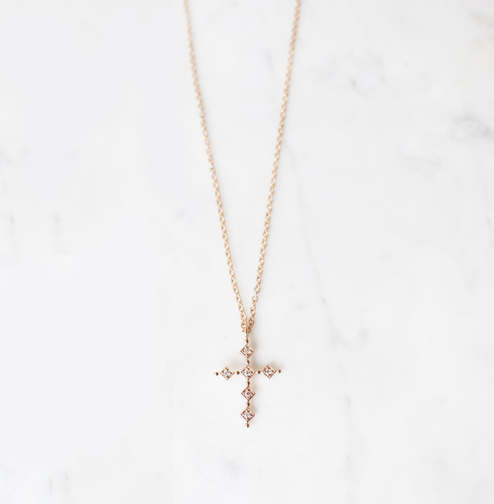 Image of Pink Antique Cross Necklace