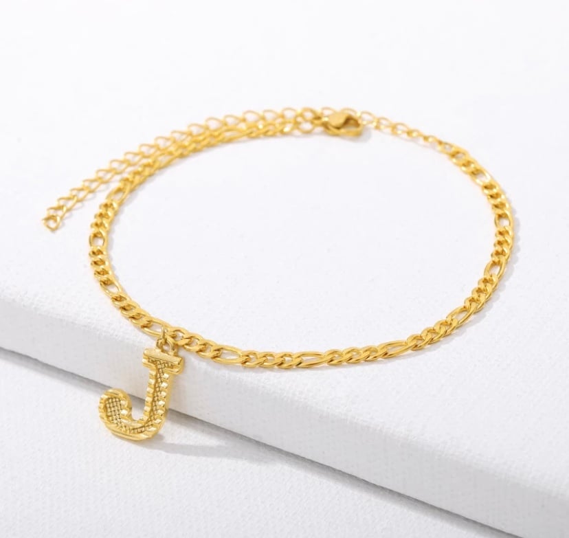 Image of Gold initial anklet.