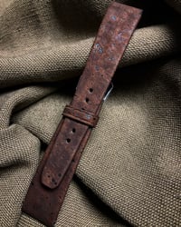 Image 1 of Brown “Meteorite” Cork & Chèvre Hand-Rolled Rembordé watch strap