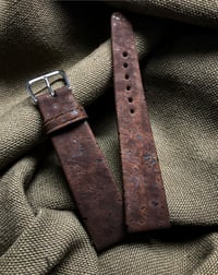 Image 2 of Brown “Meteorite” Cork & Chèvre Hand-Rolled Rembordé watch strap