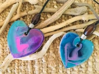 Image 1 of Hand Painted Resin Heart Pendant Necklace