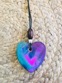 Image 3 of Hand Painted Resin Heart Pendant Necklace