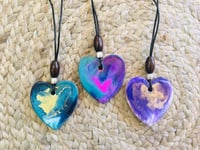 Image 4 of Hand Painted Resin Heart Pendant Necklace