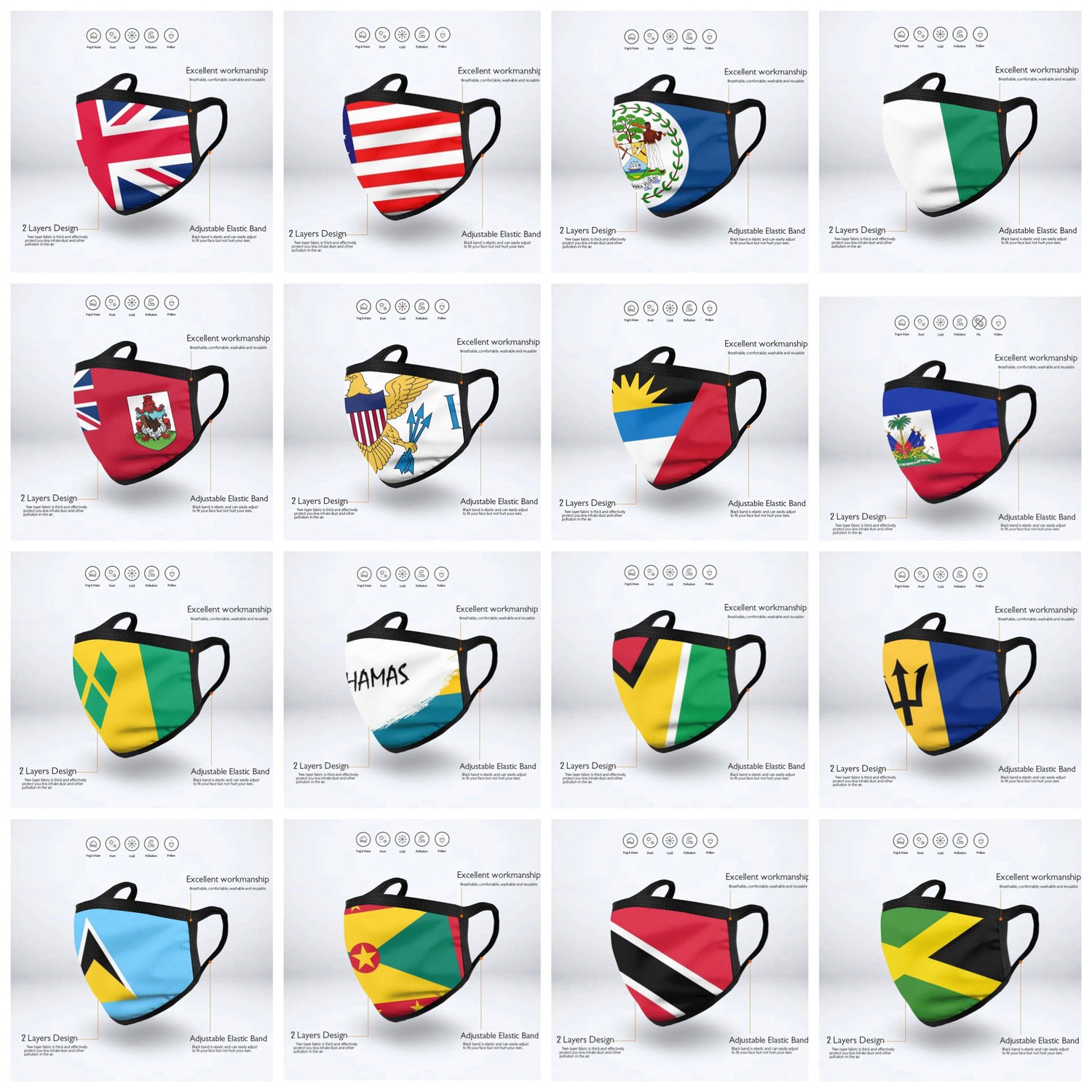 Image of Rep Your Island Mouth Face Mask (Tell us your country)