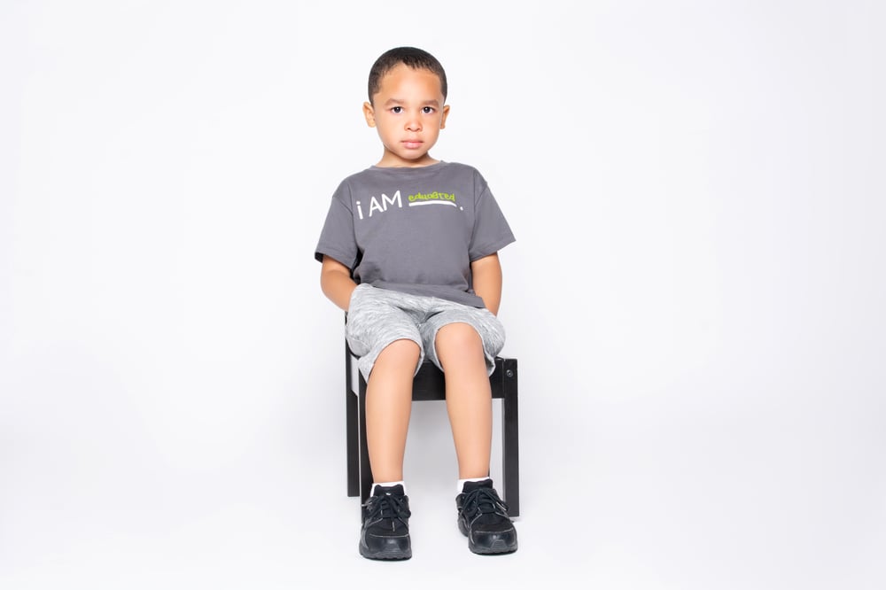 i AM Educated Tee - Gray, White & Neon Green