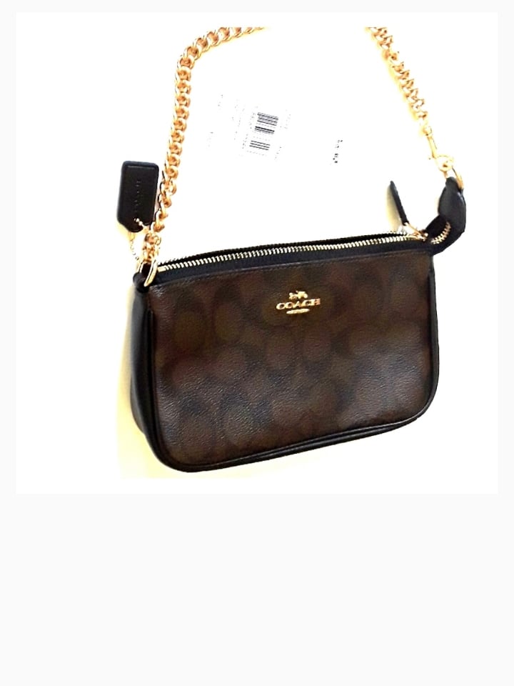 Image of Authentic Convertible Coach logo zipper wristlet shoulder