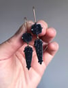 Black Druzy Swing Earrings