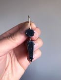 Black Druzy Swing Earrings